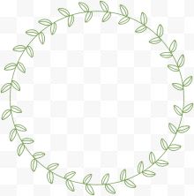 手绘圆形绿叶花环