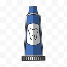 蓝色带牙齿图标的牙膏管卡...