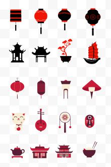 中国风红色装饰矢量图...