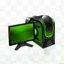 绿色的游戏台式电脑...