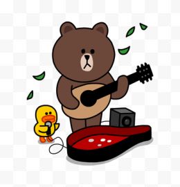 弹吉他的布朗熊与小黄鸭