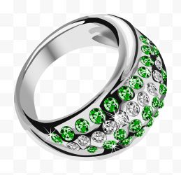 银戒指和钻石Png