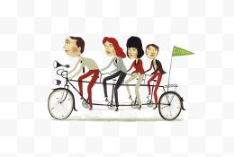 卡通一家人骑自行车...