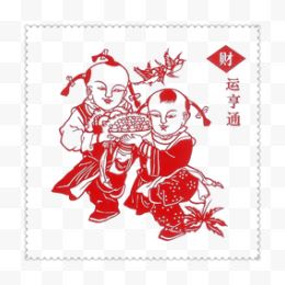 中国风福娃邮票装饰图片