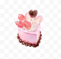 卡通粉色心形蛋糕