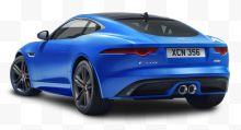 蓝色的捷豹(Jaguar)F型后视图汽车形象