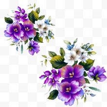 紫色花朵装饰花卉图案...
