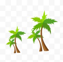 绿色卡通椰子树装饰图案...