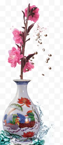 花瓶与桃花枝
