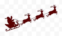 圣诞老人麋鹿车剪影...