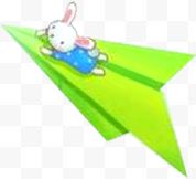 黄色纸飞机小兔子六一儿童节主题