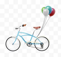 卡通自行车带气球