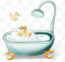 洗澡的小黄鸭