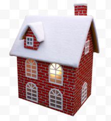 白雪覆盖的红色房子