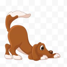 棕色爬着的卡通小狗