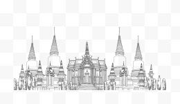 线描泰国寺庙