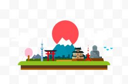 扁平化日本建筑