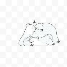 带着孩子沉睡的北极熊...