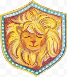 可爱的狮子盾牌画