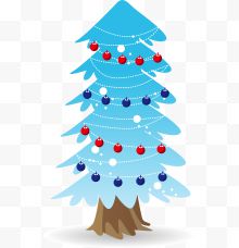 手绘蓝色装饰圣诞树...