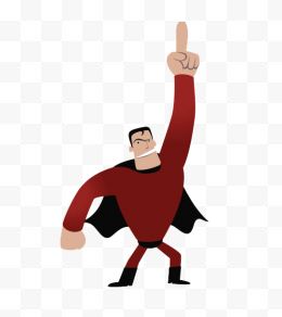 卡通人物超人竖起手指