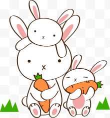 抱着萝卜的小兔子