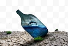 创意瓶子海洋干涸