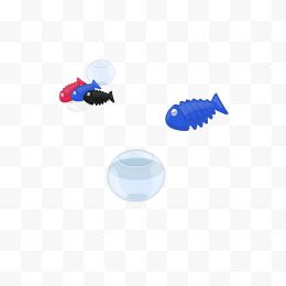 塑料鱼和鱼骨图标