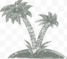 手绘风海岛椰子树