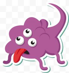 紫色吐舌头卡通风格病毒