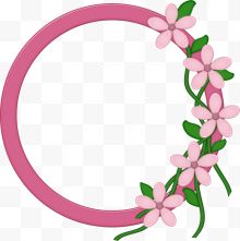 粉色桃花装饰圆形边框