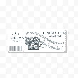 矢量白色电影票机票票据
