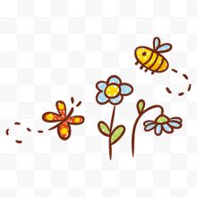 卡通手绘花朵蜜蜂