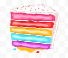 卡通手绘彩虹三角蛋糕