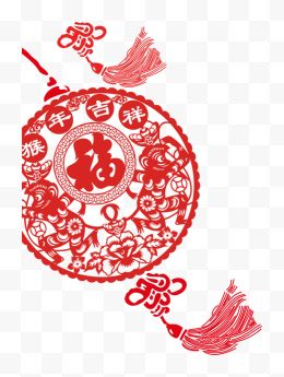 红色圆形中国风剪纸