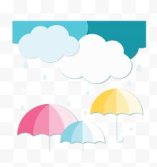空中彩色卡通雨伞