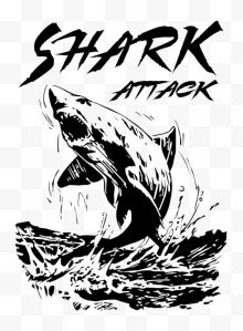 跳出水面的鲨鱼插画