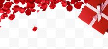红色玫瑰花瓣礼盒边框纹理