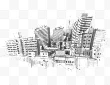 城市素描插画