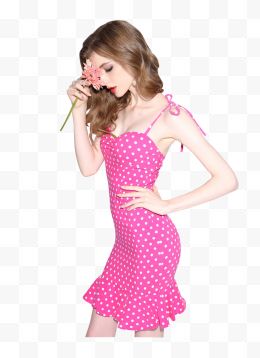 粉色圆点裙子少女