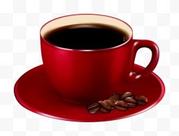 咖啡红色杯子咖啡豆...