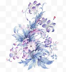 清新唯美手绘水墨紫色花朵...