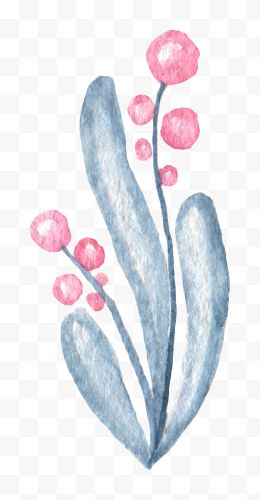 童话水墨手绘植物花卉...
