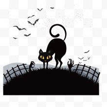 黑色猫咪万圣节卡通
