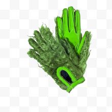绿色绒毛冬季保暖手套