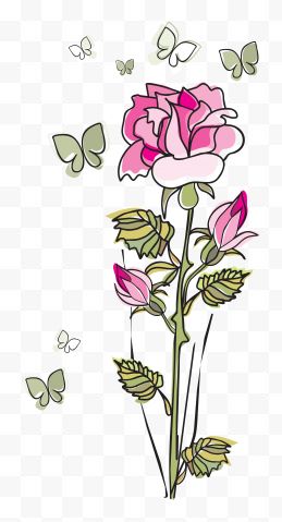 可爱手绘蝴蝶抽象花朵