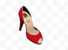 红鞋高跟鞋卡通矢量...