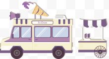 紫色冰淇淋矢量快餐车...