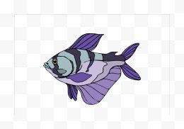 彩绘紫色鱼漂浮免抠...