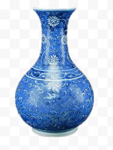 中国风蓝色陶瓷花瓶...